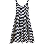 Talbots  Nautical Navy / White‎ Coastal Striped Full Skirt Costal Midi Dress Sz 2 Photo 2