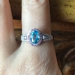 Natural Pink Sapphire Blue Zircon Sterling Silver Halo Ring Size 10 Photo 0