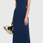 After Six Bow-Neck halter tie neck Open-Back Trumpet Gown midnight blue Sz 4 NWT Photo 0