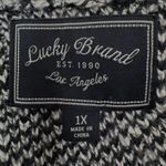 Lucky Brand  BOHO Shawl Cardigan Open Black White Geometric Sweater Women’s 1X Photo 12