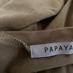 Papaya Golden slogan STOP AND SMELL THE COFFEE Tan brown Camel velvet short dress S Photo 5