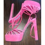 Aquazzura 130mm Flow Plateau Sandals Watermelon 38.5 With Box Pink High Heels Size 7.5 Photo 8