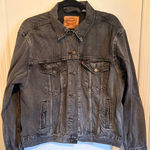 Levi's Trucker Jacket Women's XL Black Gray Denim Coat Vintage Wash Fade Photo 0