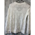 Loft  White Pointelle Knit Long Sleeve‎ Sweater Size SP Women's Photo 5