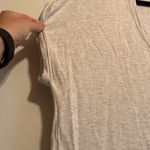 Lou & grey | Basic Short Sleeved Light Grey Top Deep V-Neck Back Seam Size Large Photo 3