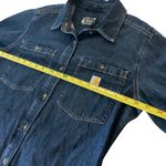 Carhartt Womens Relaxed Fit Denim Button-Down Shirt M Cotton Blue pocket outdoor Photo 8