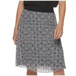 Elle Gyan Black Grey Houndstooth Floral Pull-on Skirt Women's Size Large Photo 0
