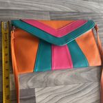 Orange and Pink Chevron Clutch with Geometric Design Photo 9