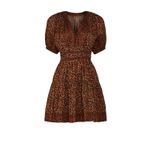 Ulla Johnson  Mariana Brown Leopard Animal Print Puff Sleeve A-Line Mini Dress 2 Photo 4