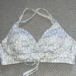 Jessica Simpson White Silver Flower Power Cut Out Cross Back Bikini Top Sz Sm Photo 0