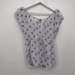 Fang Dainty Floral Striped Blue Multicolor Top Lace Trim Coquette Size Large Y2K Photo 6