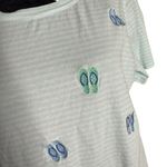 Talbots  Embroidered Sandals Striped Top Striped Nautical‎ Beach Tee Women Size M Photo 2