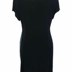 NEW Vena Cava Black Teal Printed Short Sleeve 100% Silk Sheath Dress Womens 10 Photo 2