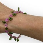 Handmade Beaded pink floral bracelet, Artisan handcrafted, new Photo 1
