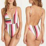 Billabong NWT Sun Quest One Piece Swimsuit Red Pink Multi Stripe Size XL New Photo 1