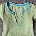 Urban Outfitters Light Green and Blue Trim Baby Tee Photo 2