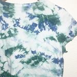 Dickies  Tie Dye Cropped Blue Green White Lettuce Hem Short Sleeve Shirt Photo 6