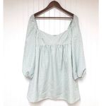 Gianni Bini  Sage Green Gingham Mini Milkmaid Dress Long Sleeve Peasant Size 10‎ Photo 2