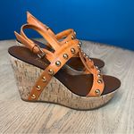 Juicy Couture Kipper Stud Strappy Leather Wedge Sandals Orange Women’s Size 7.5 Photo 1