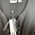 Noisy May NWT  Leyla Bow Tie Front Short Sleeve Shift Dress Satin Black Mini Photo 4