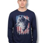 Delta Pro Weight T-Shirt Size Large L America American Flag Graphic Tee Wolf Tee Nature Tee Photo 4