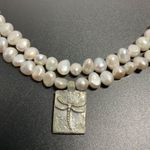 Double strand freshwater pearls necklace Dragonfly necklace w/dragon fly charm Silver Photo 2