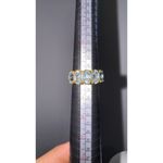 Victorian Style Blue Topaz Five Stone Ring Sterling Silver‎ Sz 8 Gold Tone Photo 2