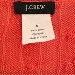 J.Crew  Coral/Orange V-Neck Cable Knit Linen Sweater Size Small Photo 2