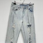 Wild Fable  Light Wash Heavily Distressed Mom Jeans Womens 00 Blue Denim Zip Photo 1