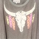 Wildfox Women's Medium Outlaw Feather & Longhorn Oversized Pullover Sweater Photo 2