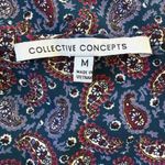 Collective Concepts  Blue, Burgundy & Purple Paisley Print Long Sleeve Blouse Photo 4
