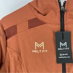 Melt Fit Mesh Cutouts Full Zip‎ Hooded Long Sleeve Cropped Jacket Athleisure Orange Size L Photo 1