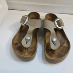 Birkenstock Gizeh Big Buckle Dove Gray Nubuck Leather Sz 39 L8 M6 Photo 2