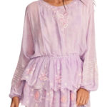 Love Shack Fancy  x Free People Bridgely
Lilac Purple Embroidered Chiffon Mini Photo 0
