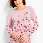 Talbots Pullover Sweater Women XLP Merino Wool Light Knit Floral Office Career Photo 8