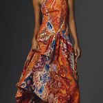 Farm Rio  x Anthropologie Sleeveless Midi Dress new size large orange drop waist Photo 0