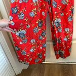 Loft  Red Floral Tie Front Jumpsuit Photo 5