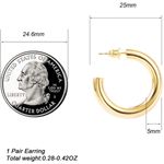 14K Gold Plated Lightweight Hoop Earrings 3.5mm Thick Infinity Set of 3 Multiple Photo 3