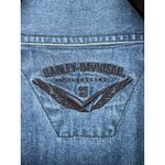 HARLEY‎ DAVIDSON Womens Medium Denim Short Sleeve Button Photo 3