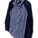 Style & Co  Sport Blue Full Zip Velour Track Jacket Hoodie Womens XL Stretch Photo 1