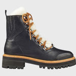 Marc Fisher NWOB WOMEN'S IZZIE LUGSOLE ANKLE BOOT BLACK AND IVORY HIKING Sz 5.5 Photo 0