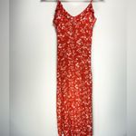Nasty Gal  Ditsy Floral Midi Dress Orange Red Cottagecore Fairy Romantic Coquette Photo 2