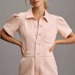 Anthropologie  pilcro The Kit Denim Romper Jumpsuit‎ Pink Short Sleeve Utility 8 Photo 0