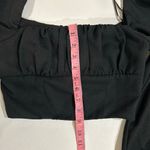 Princess Polly Black Puff Sleeve Crop Top US 4 Square Neck Long Sleeve Photo 5