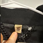 Burberry  Black Leather Trim Wool Blend Double Breasted Jacket US 12 Photo 4