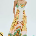 ALÉMAIS Lemonis Printed Linen Midi Dress White Size 8 Photo 1