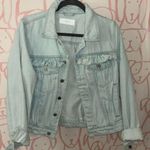 BLANK NYC  Sign your name light wash ruffle trim denim jacket Photo 0