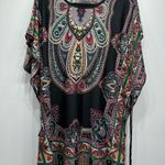 Funky People Black & Jewel Tones Paisley Boho Flutter Sleeve Tie Waist Dress L Size L Photo 7