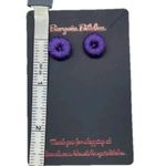 New purple crochet button earrings metal stud retro earrings crochet button Photo 2