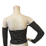 Mimi Chica Women’s Black & White Striped Off The Shoulder Shirt  Photo 1